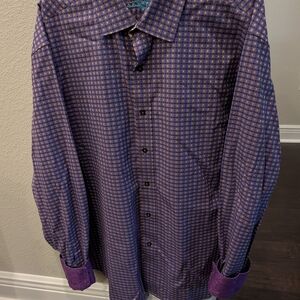 Robert Graham Purple and Gold Checkered Shirt